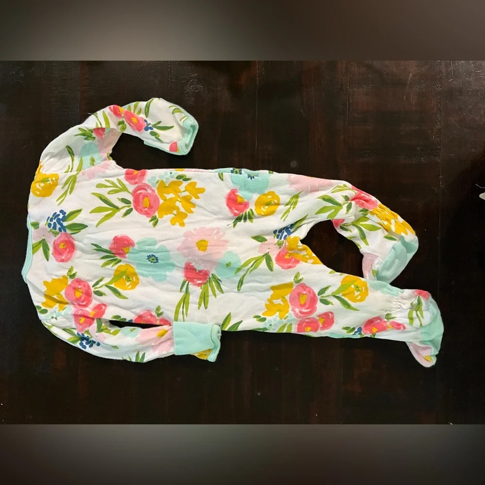 Cloud Island White and Pink Footies One Piece with Easy Zip Closure - Picture 2 of 3